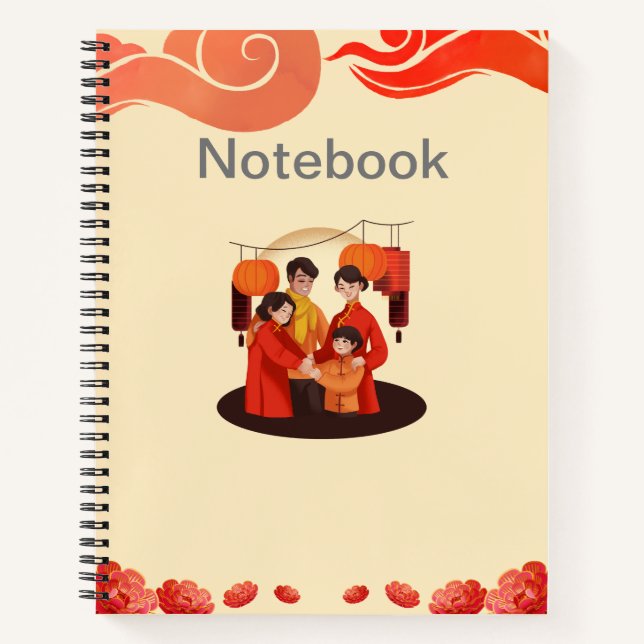 Rot und Beige 8.5" x 11" SpiralNotebook Notizbuch (Vorderseite)