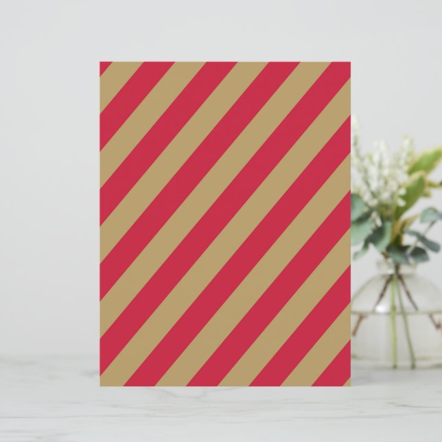 Rot- und Beige-Diagonalstreifen Scrapbook-Papier (Stehend Vorderseite)