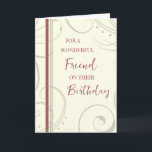 Rot und Beige Friend Birthday Karte<br><div class="desc">Geburtstagskarte für Freunde mit modernem und einfachem roten und beigen Design und nachdenklichem Vers.</div>