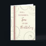 Rot und Beige Son Birthday Karte<br><div class="desc">Geburtstagskarte für den Sohn mit modernem und einfachem Rot und Beige Design und nachdenklichem Vers.</div>