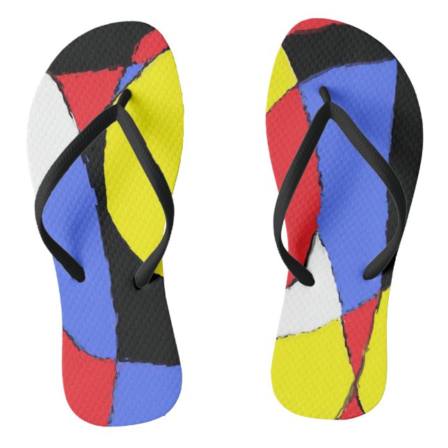 Rot und Blau Abstrakt Flip Flops (Fußbett)