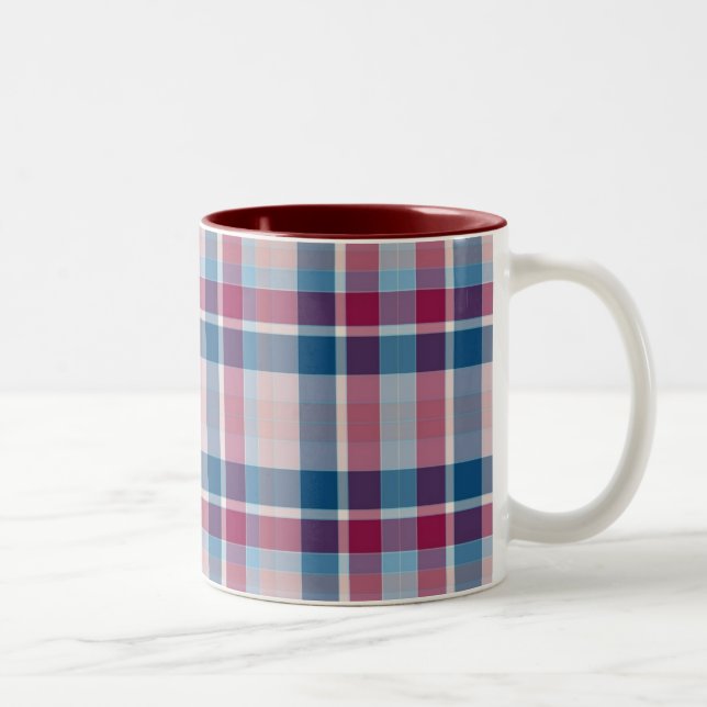 Rot und Blau Classic Kariert Zweifarbige Tasse (Rechts)