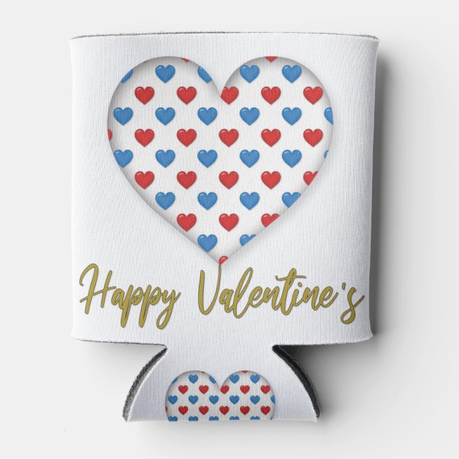 Rot und Blau Elegante Herzform Dosenkühler (Vorderseite)