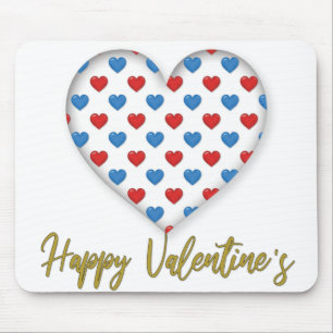 Rot und Blau Elegante Herzform Mousepad