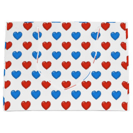 Rot und Blau Elegantes Herz Form große Geschenktas Geschenktüte