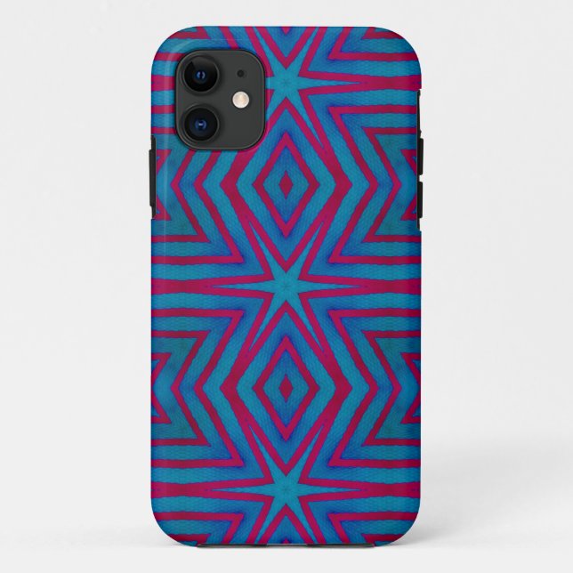 Rot und Blau Geometric Case-Mate iPhone Hülle (Rückseite)