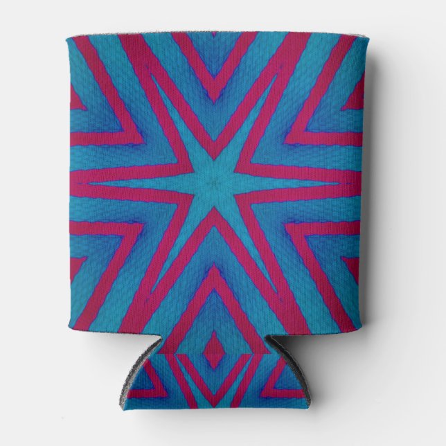 Rot und Blau Geometric Dosenkühler (Vorderseite)