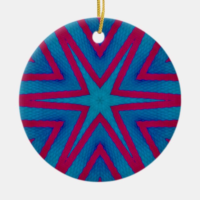 Rot und Blau Geometric Keramik Ornament (Vorne)