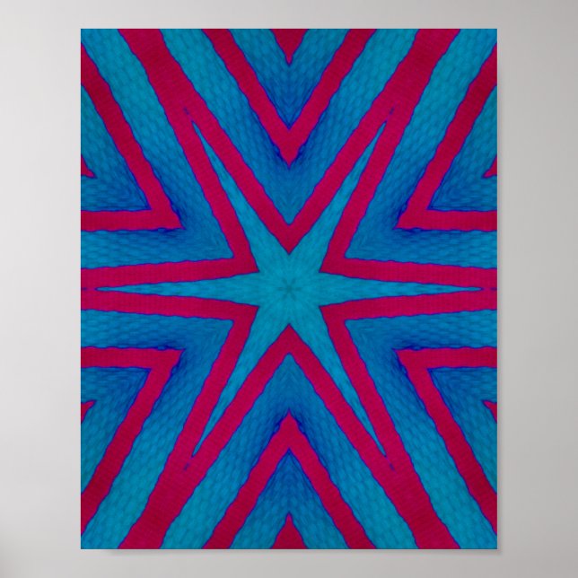 Rot und Blau Geometric Poster (Vorne)