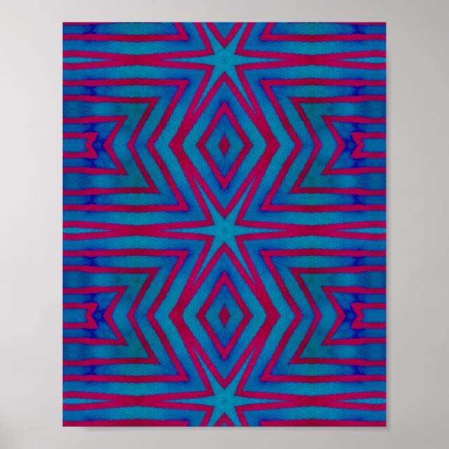 Rot und Blau Geometric Poster (Vorne)