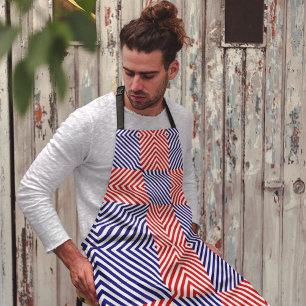 Rot und Blau, gestreift Schürze
