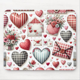 ROT UND BLAU GINGHAM KARIERTER VALENTINSTAG THEMA MOUSEPAD