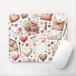 ROT UND BLAU GINGHAM KARIERTER VALENTINSTAG THEMA MOUSEPAD