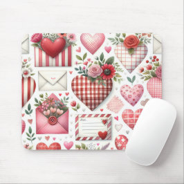 ROT UND BLAU GINGHAM KARIERTER VALENTINSTAG THEMA MOUSEPAD