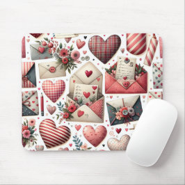 ROT UND BLAU GINGHAM KARIERTER VALENTINSTAG THEMA MOUSEPAD