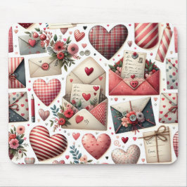 ROT UND BLAU GINGHAM KARIERTER VALENTINSTAG THEMA MOUSEPAD