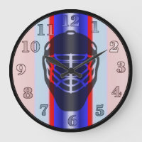 Rot und Blau-Goalie-Maske Hockey-Wall-Uhr