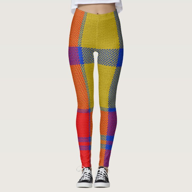 Rot und Blau Kariert Leggings (Vorderseite)