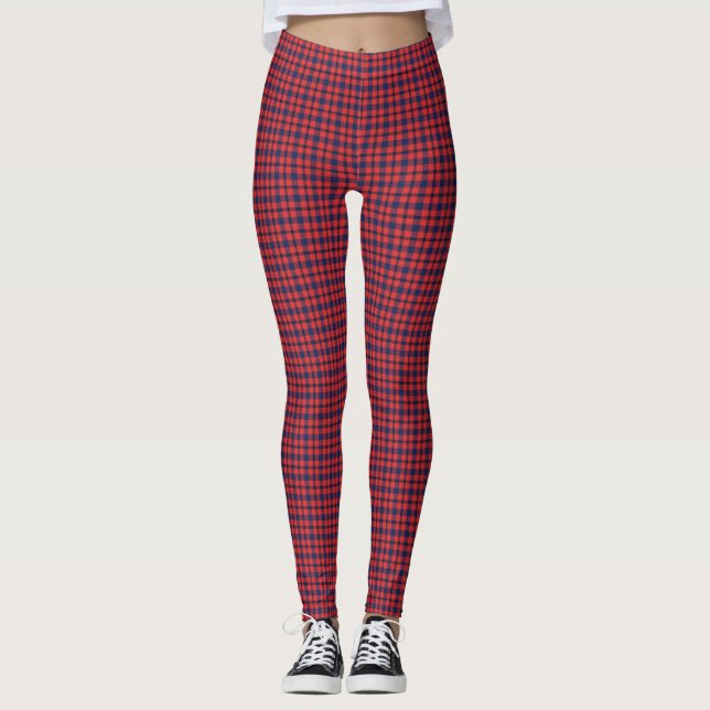 Rot und Blau Kariert Leggings (Vorderseite)