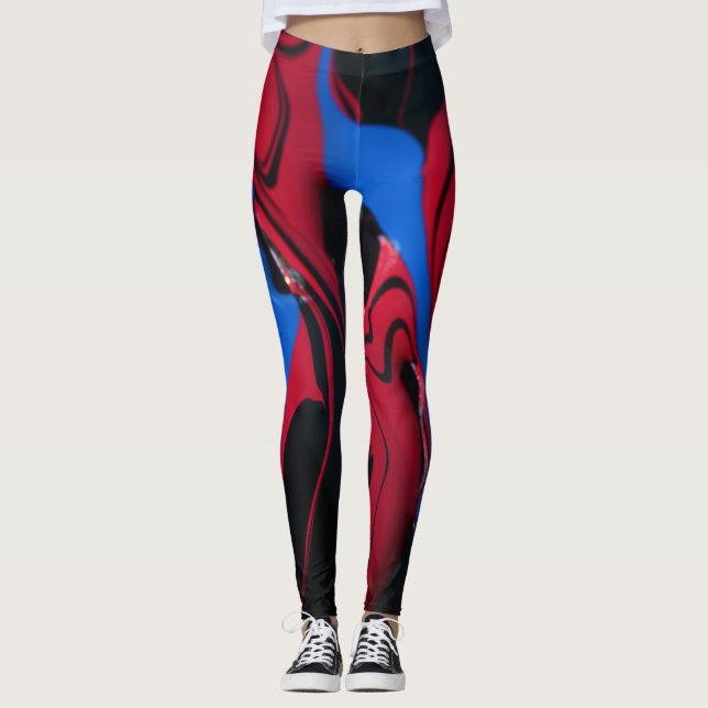 Rot und Blau Leggings (Vorderseite)