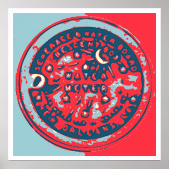 Rot und Blau NOLa Wasserzähler Poster (Vorne)