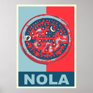 Rot und Blau NOLa Wasserzähler Poster
