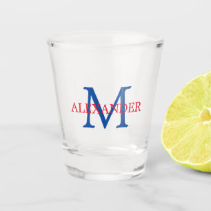 Rot und Blau Preppy Monogram Schnapsglas