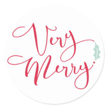 "Rot und Blau Sehr Merry Classic Round Sticker