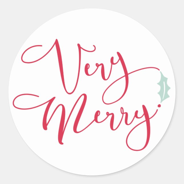 "Rot und Blau Sehr Merry Classic Round Sticker (Vorderseite)