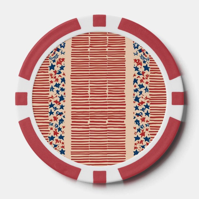 Rot und Blau US Flagge 4. Juli Pokerchips (Vorderseite)