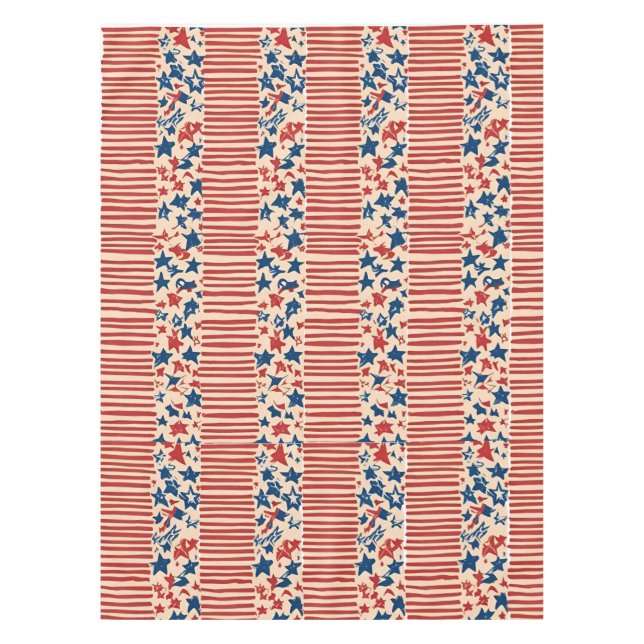 Rot und Blau US Flagge 4. Juli Tischdecke (Vorderseite)