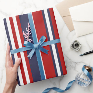 Rot und Blau Vertikale Streifen Nahtloses Muster   Geschenkpapier