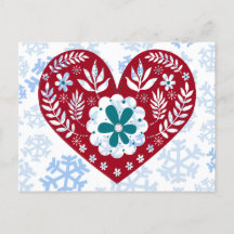 Rot und Blau Vintage-Herz Ferien Winter