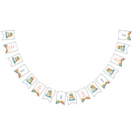 Rot und Blau Whimsical Geburtstagskuchalter und Na Wimpelkette