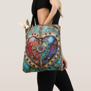Rot- und Blauglas-Herz Steampunk-Serie