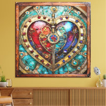 Rot- und Blauglas-Herz Steampunk-Serie