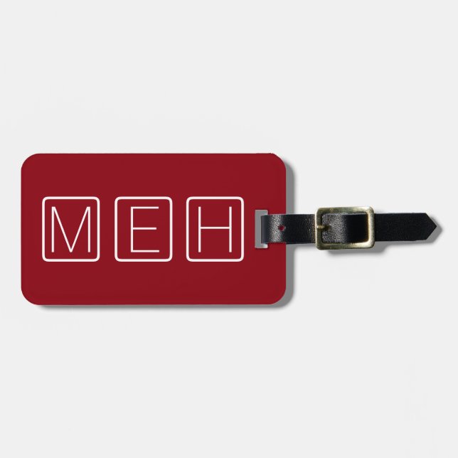 Rot und Block Monogramm Gepäckanhänger (Vorderseite horizontal)