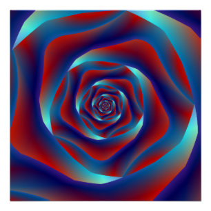 Rot und Blues Spiral Rose Zazzle Perfektes Poster