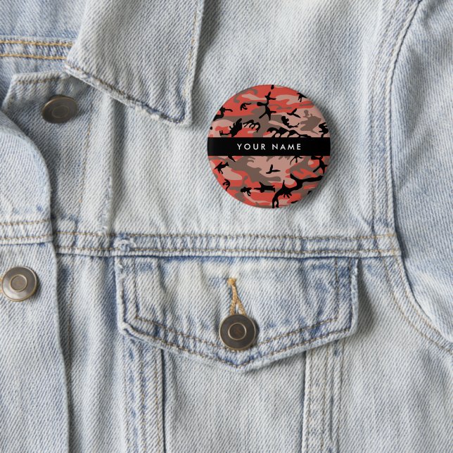 Rot und braun Camouflage Ihr Name Persönlich gesta Button (Beispiel)