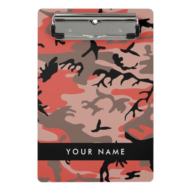 Rot und braun Camouflage Ihr Name Persönlich gesta Mini Klemmbrett (Vorderseite)