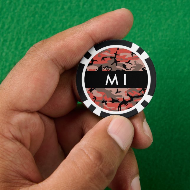 Rot und braun Camouflage Ihr Name Persönlich gesta Pokerchips (Hand)
