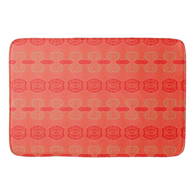 Rot und Coral Orange Badematte (Vorderseite)