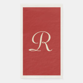 Rot und Creme Mit Monogramm Minimalistisch Elegant Serviette