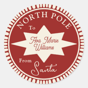 Rot und Creme vom Weihnachtsaufkleber Runder Aufkleber