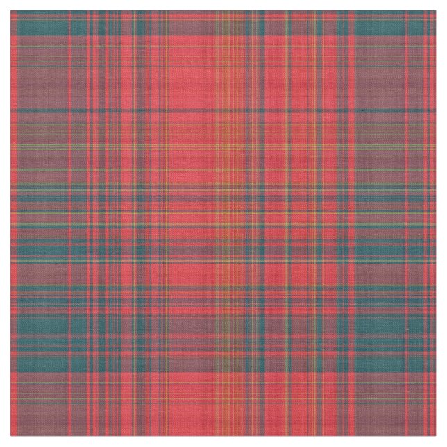 Rot und dunkel Aquamarine Karierte Stoffe (Nahaufnahme)