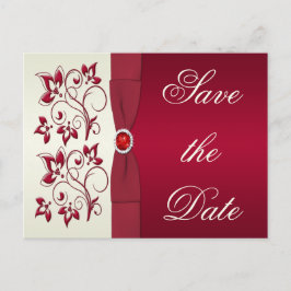 Rot und Elfenbein Save the Date Ankündigungspostkarte