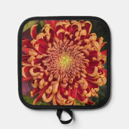 Rot und Gelb Chrysanthemum Floral Topflappen