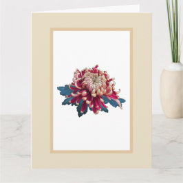 Rot und gelb Chrysanthemum Illustration beige Karte