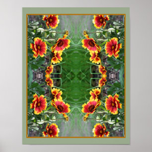 Rot und Gelb Daisy Blanket Blume Abstrakt Poster