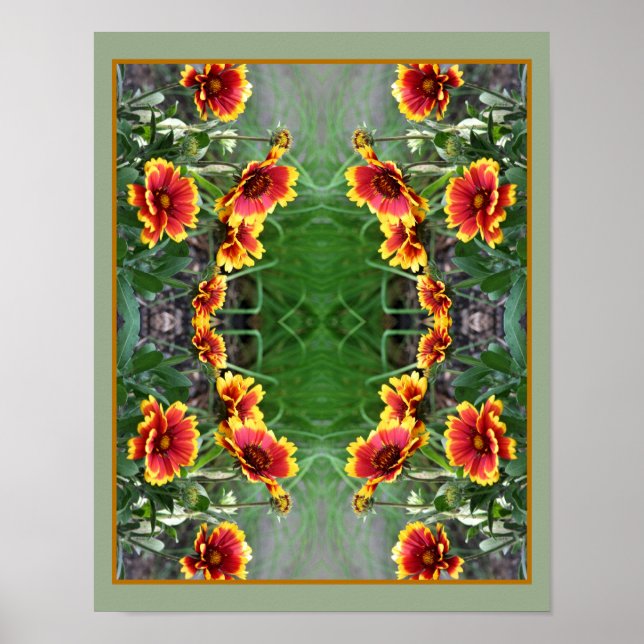 Rot und Gelb Daisy Blanket Blume Abstrakt Poster (Vorne)